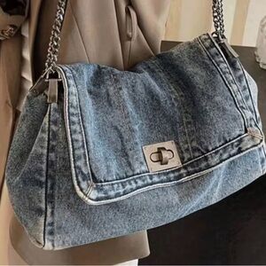Stylish Denim Shoulder Bag with Chain Strap Chanel like chain bag new